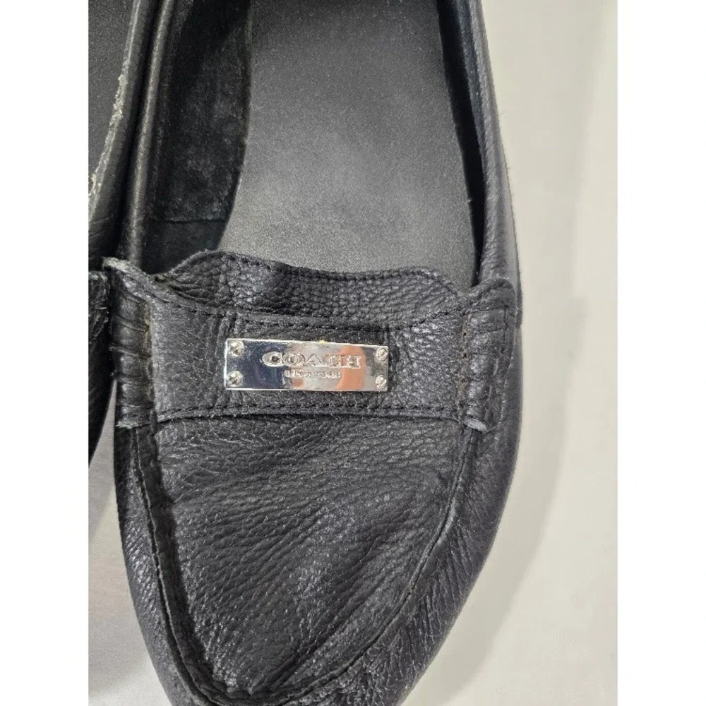 Coach Fredrica Loafers Womens 8.5B Black Pebbled Leather Driving Flats